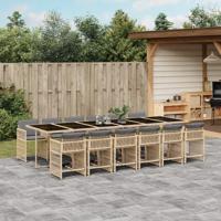 13-delige Tuinset met kussens poly rattan gemengd beige - thumbnail