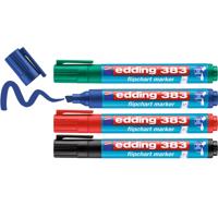 Edding Flipchartmarker | zwart/rood/blauw/groen | streepbreedte 1-5 mm spitse punt | 1 stuk - 4-383-4 4-383-4 - thumbnail