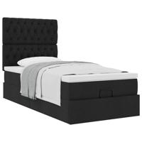 Ottoman bed met matras 80x200cm stof zwart - thumbnail