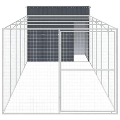 Hondenhok met ren 214x661x181 cm gegalvaniseerd staal antraciet Hondenhok met ren 214x661x181 cm gegalvaniseerd staal antraciet