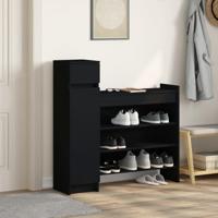 VidaXL Schoenenkast 100,5x28x100 cm bewerkt hout zwart - thumbnail