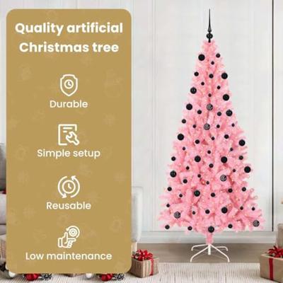 VidaXL Kerstboom met 300 led met standaard roze 210 cm pvc