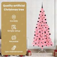 VidaXL Kerstboom met 300 led met standaard roze 210 cm pvc - thumbnail