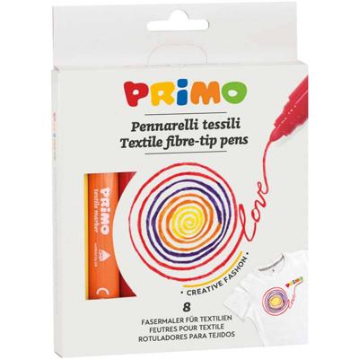 PRIMO textielstiften, diverse kleuren, 8 stuk/ 1 doos