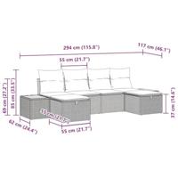 6-delige Tuinbankenset met kussens poly rattan beige - thumbnail