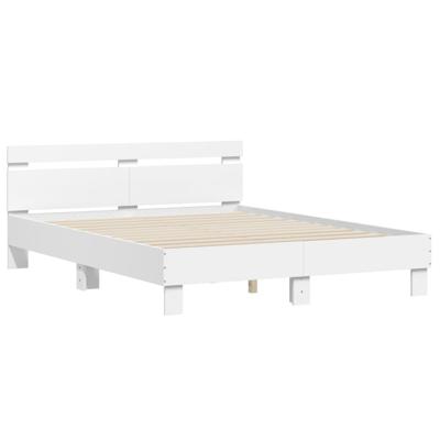 Bedframe met hoofdeinde bewerkt hout wit 150x200 cm
