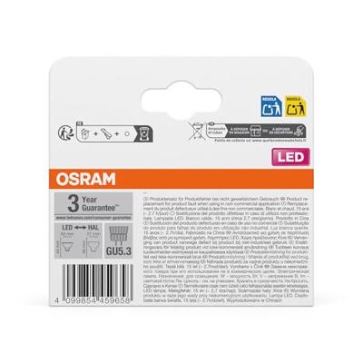 OSRAM HOMELIGHTING 4099854459658 LED-reflectorlamp-lamp Energielabel E (A - G) GU5.3 3.4 W Warmwit (Ø x h) 50.00 mm x 50.00 mm 2 stuk(s)