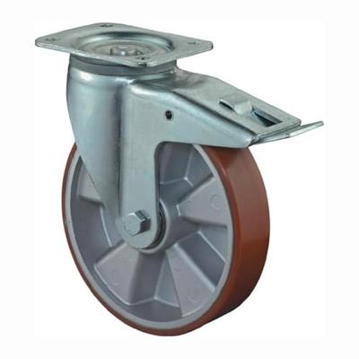 BS Rollen Zwenkwiel voor zware lasten | wiel-d. 125 mm draagvermogen 450 kg | met vastzetter gegoten polyurethaan | 135 mm 110 mm | 1 stuk -