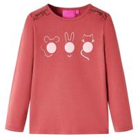 Kindershirt met lange mouwen dierenprint 140 rozebruin - thumbnail