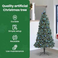 VidaXL Kunstmatige voorverlichte kerstboom met ballenset groen 240 cm - thumbnail