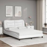Bed met matras kunstleer wit 140x190 cm - thumbnail