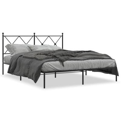 Bedframe met hoofdbord metaal zwart 160x200 cm Bedframe met hoofdbord metaal zwart 160x200 cm