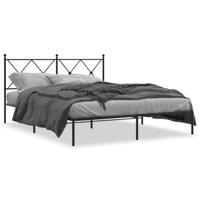 Bedframe met hoofdbord metaal zwart 160x200 cm - thumbnail