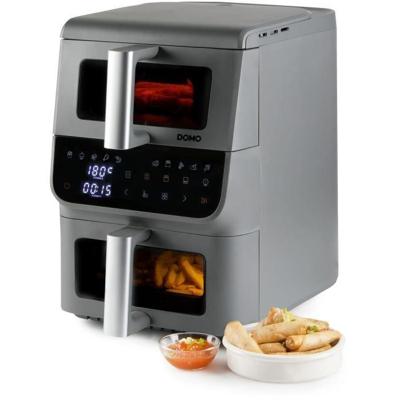 Olievrije friteuse - DOMO - Airfryer DO550FR - Dubbele tank 3,5 L + 6,5 L - 10 programma's - 2500 W