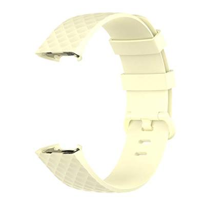 Fitbit Charge 3 & 4 siliconen diamant pattern bandje - Maat: Large - Lichtgeel - thumbnail