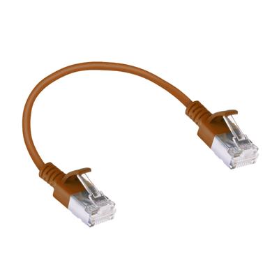 ACT DC7252 LSZH U/FTP CAT6A Datacenter Slimline Patchkabel Snagless | RJ45 Connectoren | Bruin | 25 cm