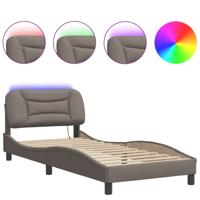 Bedframe met LED zonder matras 120x200 cm stof taupe - thumbnail