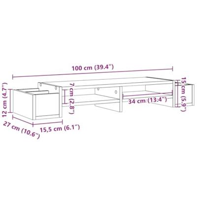 VidaXL Monitorstandaard met opbergruimte 100x27x15 cm bewerkt hout wit