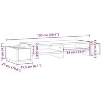 Monitorstandaard met opbergruimte 100x27x15 cm bewerkt hout wit - thumbnail
