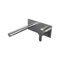 Brauer Brushed Edition Inbouw Wastafelmengkraan met Rechte Uitloop en Afdekplaat Model D1 RVS Geborsteld PVD - thumbnail