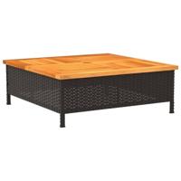 Tuintafel 70x70x25 cm poly rattan en acaciahout zwart - thumbnail