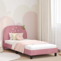 Bedframe voor kinderen met hoofdbord Roze 90 x 200 cm Fluweel - thumbnail