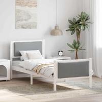 Bedframe met hoofdeinde Lichtgrijs 75 x 190 cm Stof - thumbnail