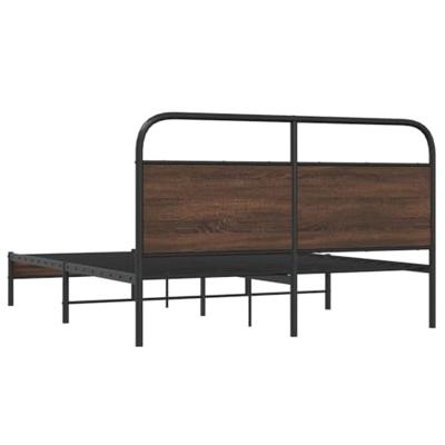 Bedframe zonder matras bewerkt hout bruin eikenkleur 150x200 cm Bedframe zonder matras bewerkt hout bruin eikenkleur 150x200 cm