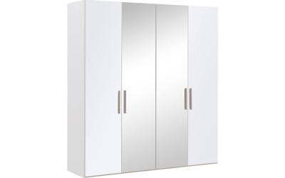 Goossens Kledingkast Easy Storage Ddk, Kledingkast 203 cm breed, 220 cm hoog, 2x glas draaideur en 2x spiegel draaideur midden