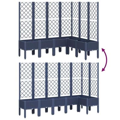 VidaXL Plantenbak met latwerk 160x120x142 cm polypropeen blauwgrijs