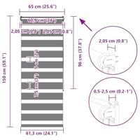 Zebra rolgordijn 65x150 cm stofbreedte 60,9 cm polyester bruin - thumbnail