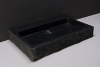 Forzalaqua Palermo Wastafel 80.5x51.5x9cm 2 wasbakken Graniet Gezoet Gekapt Antraciet 2 kraangaten - thumbnail