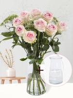 Geboorteboeket roze + gratis glasvaas Aafke - thumbnail