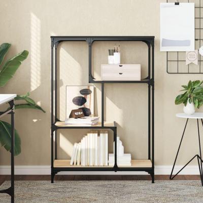 Boekenrek 81x36x115 cm bewerkt hout en staal sonoma eikenkleur