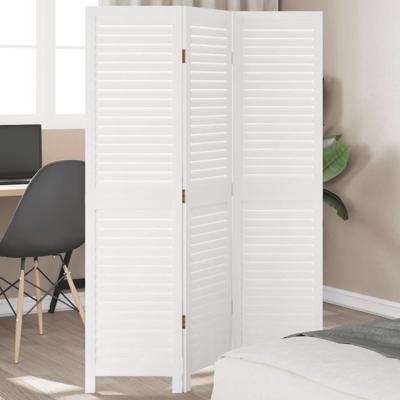 Kamerscherm met 3 panelen massief paulowniahout wit