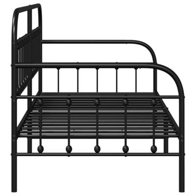 Bedframe voor een daybed met hoofdeinde Zwart 90 x 200 cm Staal