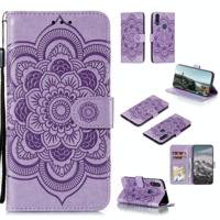 Voor Motorola Moto E6s (2020) Mandala Embossing Pattern Horizontale Flip PU Lederen Case met Holder & Card Slots & Walle & Lanyard(Paars) - thumbnail