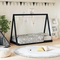 Kinderbedframe 80x160 cm massief grenenhout zwart - thumbnail