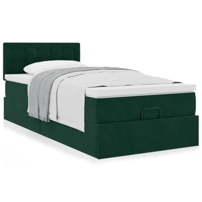 Ottoman bed met matras 100x200 cm fluweel donkergroen