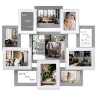 Haes Deco Houten Galerie / multi fotolijst Valence in de kleuren grijs en wit voor foto 20x25, 4 foto's 13x18 en 6 foto's 10x15 (formaat 69x63 cm) - M - thumbnail