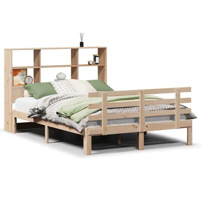 Bed met boekenkast zonder matras massief grenenhout 140x190 cm - thumbnail