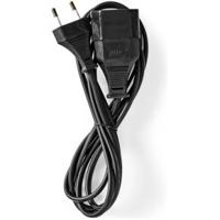 Stroomkabel | Euro Male | Euro Female | Recht | Recht | Vernikkeld | 5.00 m | Rond | PVC | Zwart - thumbnail