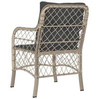 Tuinstoelen 2 st met kussens poly rattan lichtgrijs - thumbnail