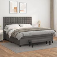 Boxspring met matras kunstleer grijs 160x200 cm - thumbnail