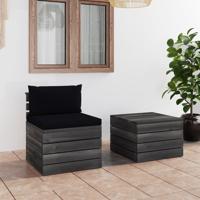 2-delige Loungeset met kussens pallet massief grenenhout - thumbnail