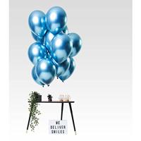 Chrome ballonnen Spiegeleffect Blauw Premium 33cm - 12st - thumbnail