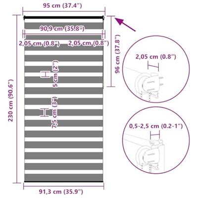 VidaXL Zebra rolgordijn 95x230 cm stofbreedte 90,9 cm polyester bruin