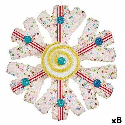 Kerstversiering Sneeuwvlokken Wit Rood 17 x 6 x 17 cm (8 Stuks)