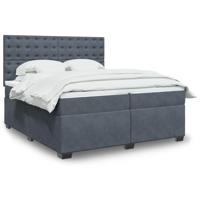 Boxspring met matras fluweel donkergrijs 200x200 cm - thumbnail