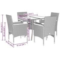5-delige Tuinset met kussens poly rattan en glas grijs - thumbnail